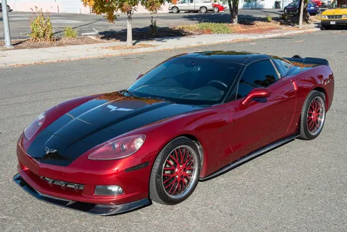 Vista 10 de Reemplazo para modelos Chevrolet Corvette C6 Base 2005-2013 Divisor de borde de defensa frontal estilo ZR1 extendido y extensiones de panel rocoso