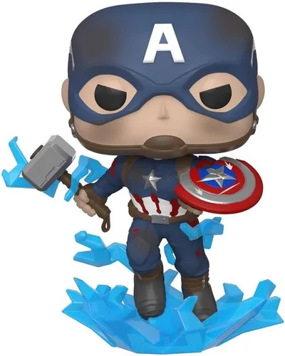 Vista 2 de Funko Pop! Marvel: Avengers Endgame - Capitán América con escudo roto y Mjolnir