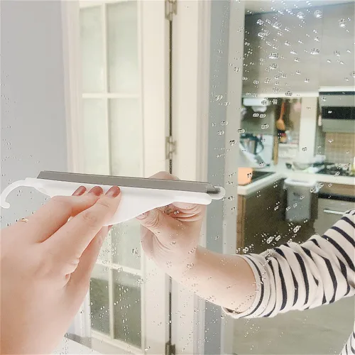 Vista 7 de Pequeño espejo de ducha de baño con gancho para colgar, mini espátula de silicona para encimera de cocina, herramienta limpiadora