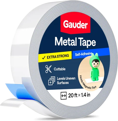 Vista 9 de GAUDER Cinta de metal autoadhesiva Cinta ferrosa para imanes Tira de acero metálico