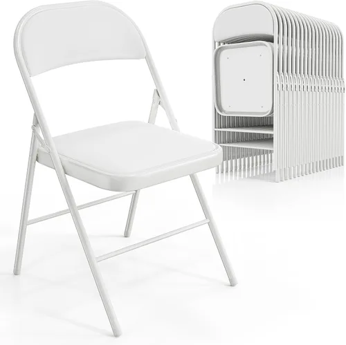 Vista 25 de VINGLI Paquete de 4 sillas plegables con asientos acolchados, marco de metal con asiento y respaldo de piel sintética, capacidad de 350 libras, Negro