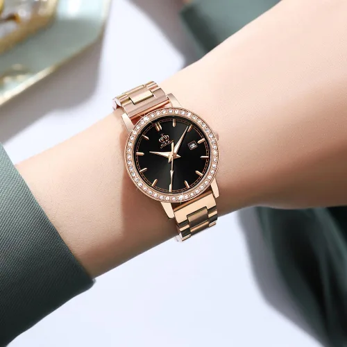 Vista 3 de Fate Love Relojes para mujer, juego de collar de movimiento de cuarzo japonés, conjunto de joyas de corazón, impermeable, 100 pies, analógico, reloj