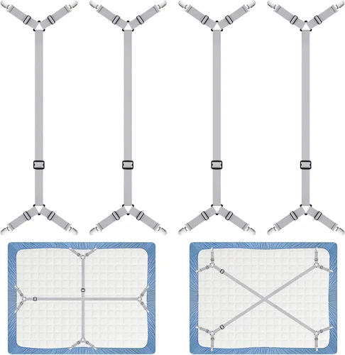 Vista 16 de Morcheiong Correas de sujeción para sábanas ajustables con clips para sábanas para ropa de cama, amarres, juego de 2