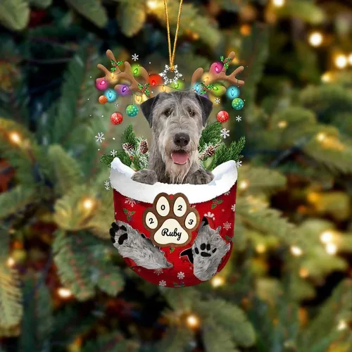 Vista 212 de Adornos personalizados de Pug cervatillo – Decoración personalizada para árbol de Navidad con patas de bolsillo de nieve