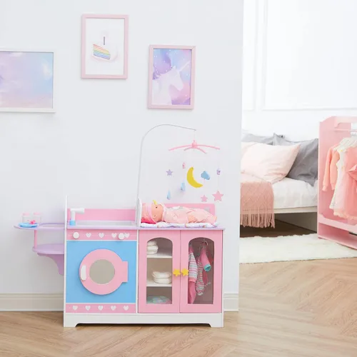Vista 8 de Teamson Kids – Olivia's Classic 6 en 1 - Estación de Cambio de Muñecas Bebé con Almacenamiento, Muebles de Muñecas de Juego de Simulación Morado