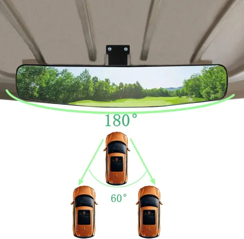 Vista 2 de Espejo panorámico convexo para carrito de golf EZGO, Club Car, Yamaha, espejo retrovisor de carrito de golf Espejos retrovisores de 16.5" de ancho