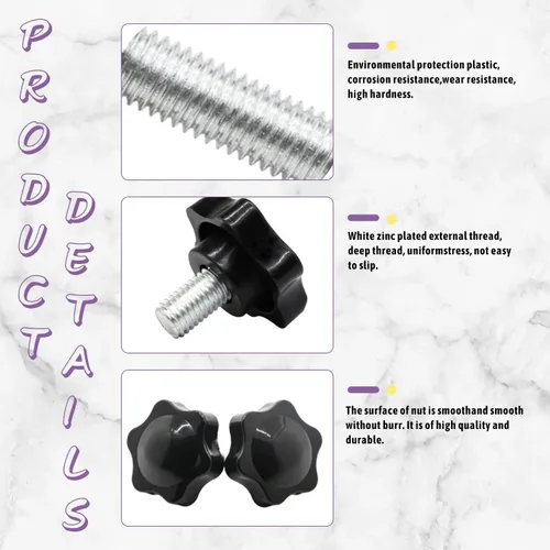 Vista 5 de MroMax 1 unids M5x30mm Star Handle Perilla Rosca Reemplazo Tornillo de apriete Desmontaje Rápido Piezas de Repuesto Mango de Sujeción Agarre