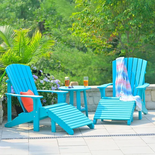 Vista 2 de Reposapiés Adirondack Deluxe - Poli - Aruba Azul y Negro
