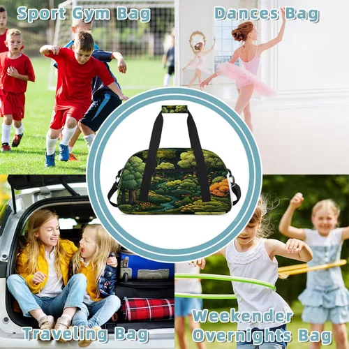 Vista 7 de Travel Duffle Bag, Waterproof Weekender Overnight Bags for Women Men Forest Lightweight Carry on Duffle Gym Bag for Travel, Sports, Fitness, Workout