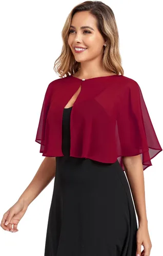 Vista 16 de TONGFANTFL Capelets de gasa para mujer, chal para vestido de noche Verde (Baby Green)