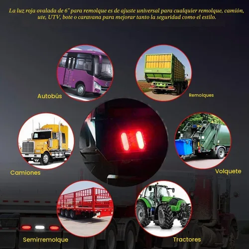 Vista 6 de NPAUTO 2 luces traseras ovaladas de remolque de 6 pulgadas, 24 luces LED rojas de freno de giro de parada impermeables de montaje empotrado