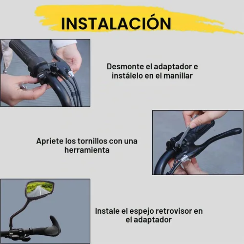 Vista 6 de Par de espejos distintivos de calavera y esqueleto para bicicleta de mano, espejo retrovisor lateral para manillar, soporte de montaje, abrazadera