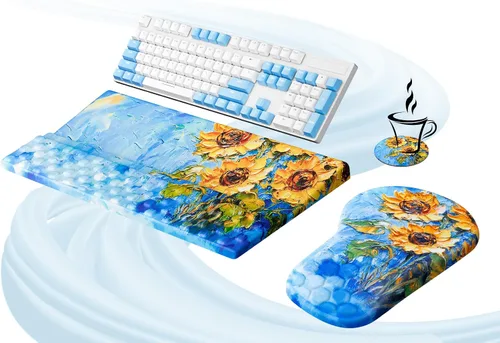 Vista 10 de Ospelelf Conjunto de Reposamuñecas Ergonómico de Alfombrilla para Ratón y Soporte para Teclado, Comodidad con Espuma Viscoelástica, Alivio del Dolor