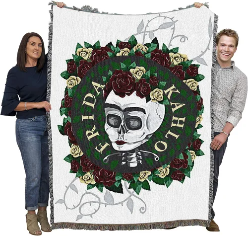 Vista 15 de Pure Country Weavers Frida Kahlo - Manta de mujer hermosa – Tapiz de regalo tejido de algodón – Fabricado en los Estados Unidos (72 x 54 pulgadas)