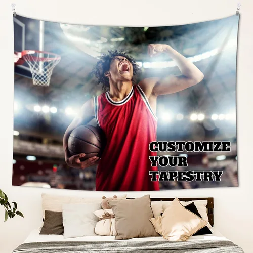 Vista 7 de XIAYUEHUA Bandera de fondo personalizada para subir imagen de tapiz personalizado para dormitorio, pancartas y letreros personalizados para colgar