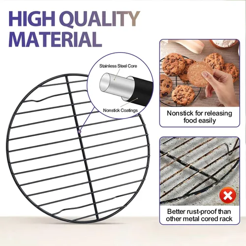 Vista 4 de P&P CHEF Rejilla Redonda de Cocina de 7½ Pulgadas, Rejilla Redonda de Acero Inoxidable para Cocinar Enfriar Vaporizar Hornear, Compatible
