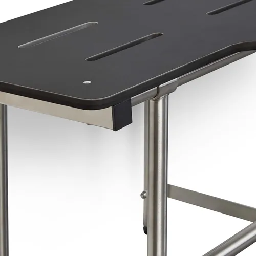 Vista 4 de Seachrome Asiento de ducha plegable reversible negro de 26 x 22.5 pulgadas con patas, compatible con ADA