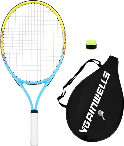 Vista 18 de Raqueta de tenis para niños de 17"-23" para edades de 2-9 años, ligera y duradera, incluye 1 raqueta de tenis para niños pequeños y 1 cintas