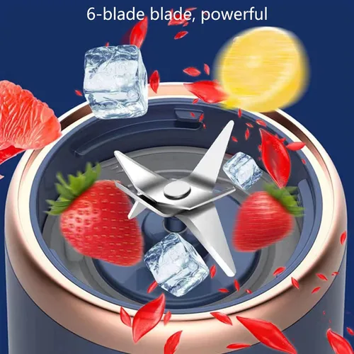 Vista 5 de Multifunctional Juicer Home Small Portable Wireless USB Charging Mini Juice Cup Juice Maker Fruit Juicer Cup Blue