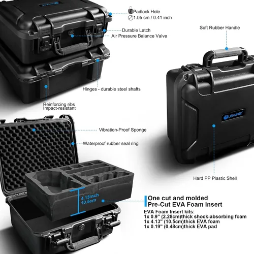 Vista 3 de Lekufee Estuche rígido impermeable de transporte para DJI Mavic 4 Pro Drone, Creator Combo, Fly More Combo, DJI RC Pro 2/RC 2, Batería (7 piezas)
