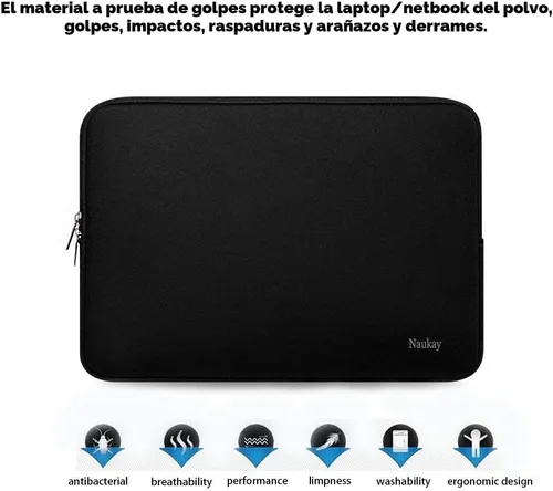 Vista 5 de Naukay Funda para Laptop, Funda de Neopreno Resistente de 13-13.3 Pulgadas para Laptop/Computadora Portátil/Funda de Bolsillo para Computadora Negro