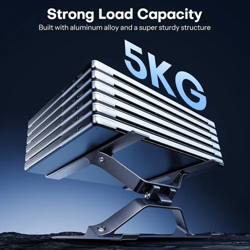 Vista 5 de OMOTON Soporte para portátil más estable, soporte ajustable de aluminio para escritorio, elevador ergonómico desmontable adecuado para todas