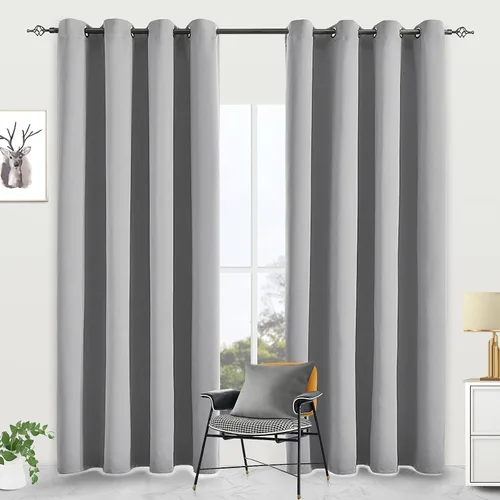 Vista 29 de Cortinas opacas para dormitorio, con aislamiento térmico y bloqueo de luz, para oscurecer la habitación, cortinas con ojales sólidos para ventana