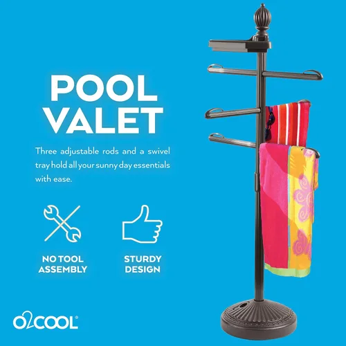 Vista 2 de O2COOL - Toallero ajustable para piscina y spa, color bronce