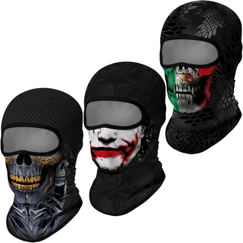 Vista 13 de Pasamontañas 3D, máscara de cara completa, resistente al viento, máscara de esquí con calavera táctica para motocicleta, ciclismo, Halloween