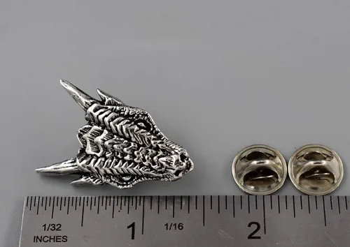Vista 2 de Dragon Head Pin, Mythical, G047, Fire, Celtic, Gothic, Nordic, Norse, Shield, Badge, Pins, Lapel, Brooch, Hat, Backpack, 100+ Gothic Designs