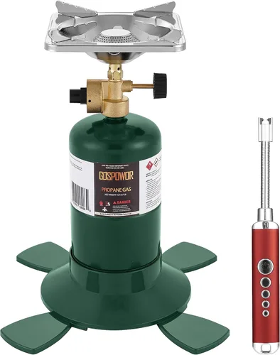 Vista 10 de Estufa de camping portátil de combustible dual Propane or Butane, 10,000 BTU, Automatic Ignition, Carrying Case & Windblocker, Emergency