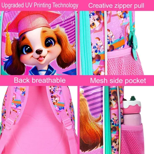 Vista 5 de AGSDON 3PCS Backpacks for Girls, 16" Elementary Kids Backpack Preschool School Bookbags and Lunch Box