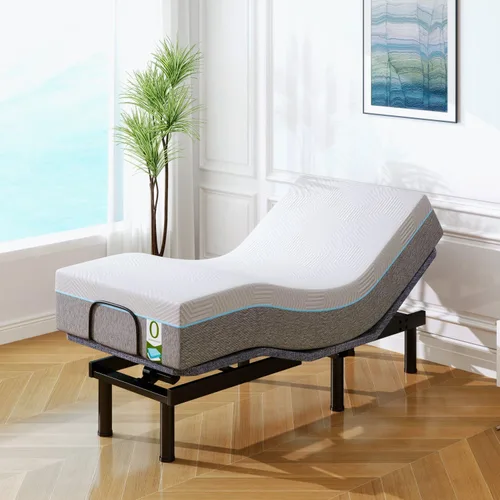 Vista 13 de Vipbear Base de cama ajustable individual XL, marco de cama de masaje doble cabezal y reposapiés, cama eléctrica con control remoto inalámbrico