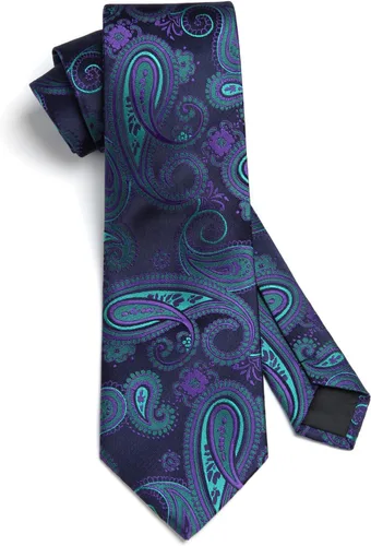 Vista 86 de HISDERN Corbatas para hombre, corbata de cachemira y bolsillo cuadrado tejido clásico floral para hombre, corbata de fiesta de boda