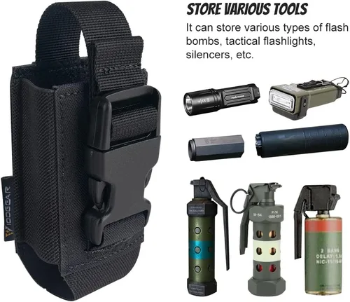 Vista 4 de IDOGEAR Soporte de linterna táctica Molle flashbang bolsa revista bolsa multiusos herramienta bolsa para chaleco resistente cinturón mochila