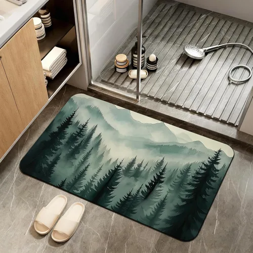 Vista 17 de Tapete de baño antideslizante, decoración de baño con purpurina bendita, tapete de baño plateado de diatomeas de secado rápido, absorbente, alfombra