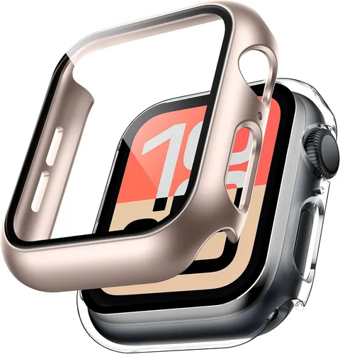 Vista 12 de TAURI - Juego de 2 carcasas rígidas para Apple Watch Series 10 (2024) 46mm, con protector de pantalla de cristal templado PC