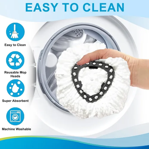Vista 4 de Cabezal de trapeador giratorio y cepillo de repuesto para O Cedar EasyWring 1 tanque, color blanco 4 Microfiber Mop Refills, 1 Scrub Brush, 1