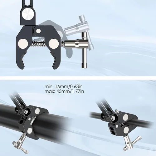 Vista 4 de Soporte de Tablet de Aluminio con Abrazadera para Bicicleta Giratoria, Bicicleta Estacionaria, Cinta de Correr, Carriola para Interior, Peloton