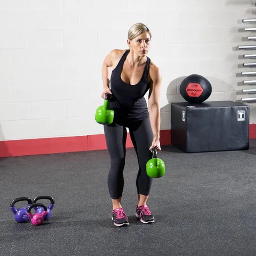 Vista 2 de Body-Solid Pesas rusas recubiertas de vinilo con asas de agarre de hervidor, pesas rusas perfectas para entrenamiento con pesas y equipos