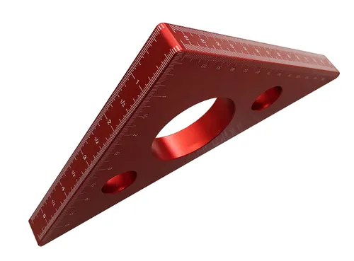 Vista 7 de Regla triangular para carpintería de aleación de aluminio Herramientas de medición métricas de 45 grados, cuadrados de carpintería, herramientas