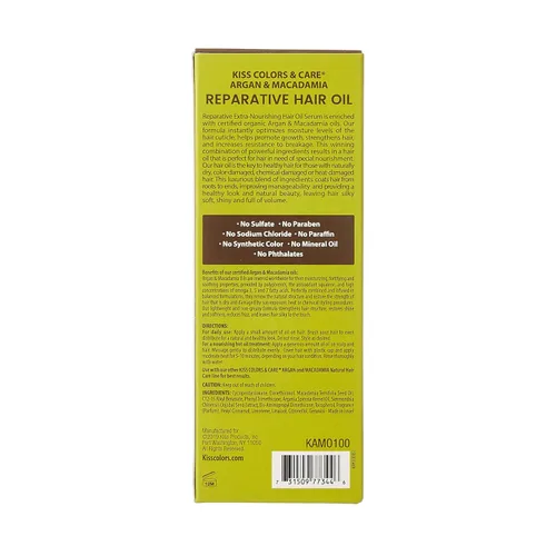 Vista 8 de Kiss Suero reparador de aceite capilar de Argán y Macademia, 3.4 fl oz (3.38 US fl.oz.)