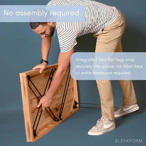 Vista 4 de Sleekform Mesa plegable de madera – Escritorio plegable portátil – Escritorios plegables fáciles de montar para espacios pequeños – Mesas