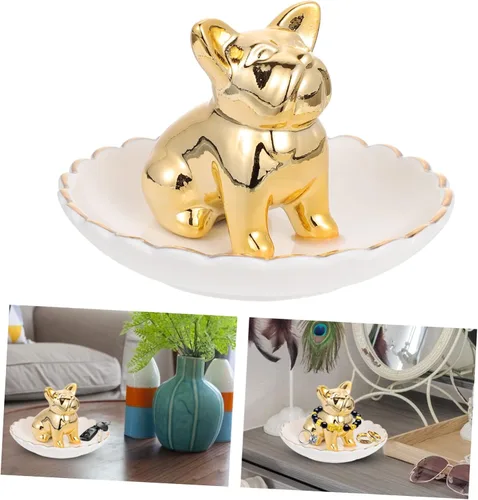 Vista 3 de ABOOFAN Bandeja de joyería de animales, bandeja de joyería de cerámica de porcelana, bandeja de baratija, soporte para clasificación de joyas, plato