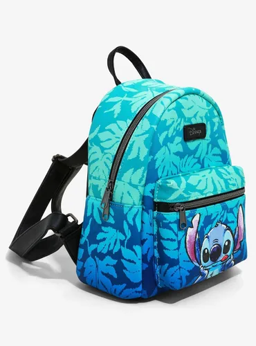 Vista 2 de Mini mochila Disney Lilo & Stitch Blue Tropical Leaves, Azul, Tropical