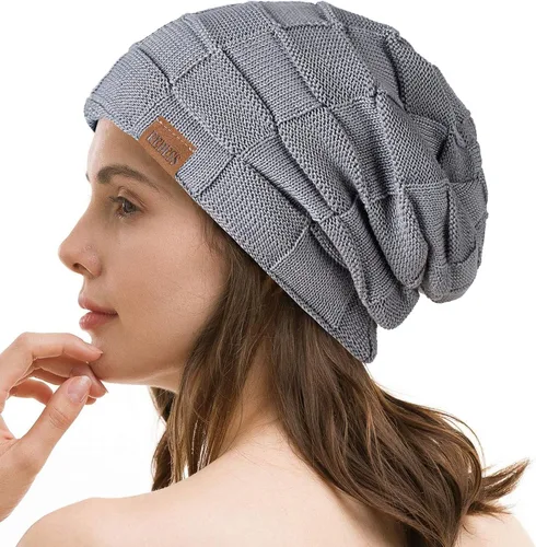 Vista 6 de REDESS Gorro para hombre y mujer, gorro de invierno cálido, gorro de punto holgado grueso