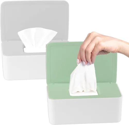Vista 12 de 1 dispensador de toallitas para pañales, contenedor de toallitas recargable, recipiente con tapa de diseño de sellado, mantiene las toallitas Negro