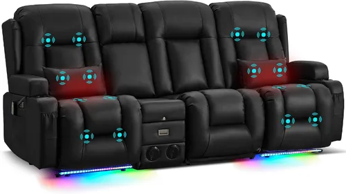 Vista 38 de URRED Sofá reclinable Power Loveseat con masaje y calor, gris ceniza