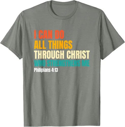 Vista 25 de I Can Do All Things Through Christ Christian Faith Camiseta, Negro, S