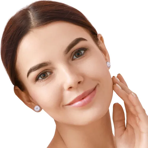 Vista 3 de Aretes bañados en oro blanco de 18K con forma de circonita cúbica (1.90quilates) por Orrous & Co.